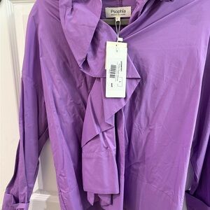 Women's Purple Ruffle Blouse